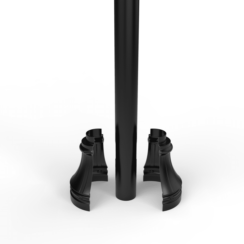 3" Smooth shaft aluminum light pole. Black powder coat with clamshell base cover