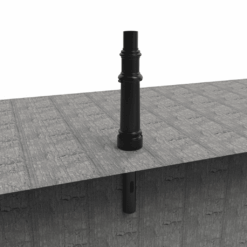 Direct Buried Aluminum Decorative Light Pole. 3" Round Shaft. Black Powder Coat