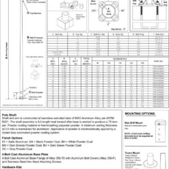 Round Tapered Aluminum Pole Spec