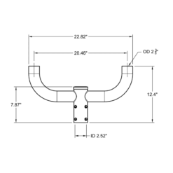 Steel Bullhorn with 2 Arms at 180 Degrees for 2 3/8 inch round pole