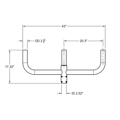 Steel Bullhorn with 3 Arms at 180 Degrees