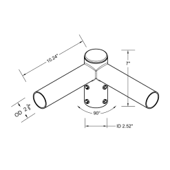 Spoke Bracket with 2 arms at 90deg