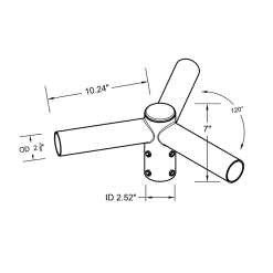 Spoke Bracket with 3 arms at 120 degree