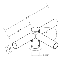 Spoke Bracket with 3 arms at 90 degree