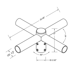 Spoke Bracket with 4 arms at 90 degree