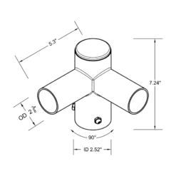 Tenon Adapter with 2 Horizontal 90 Degree Tenons