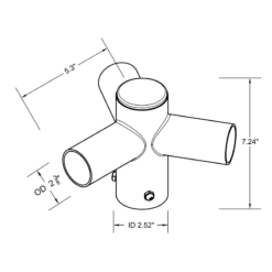 Tenon Adapter with 3 Horizontal 120 Degree Tenons