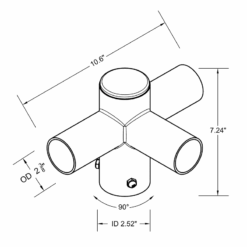 Tenon Adapter with 3 Horizontal 90 Degree Tenons