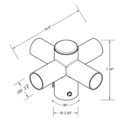 Tenon Adapter with 4 Horizontal 90 Degree Tenons