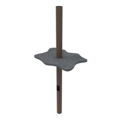 Round direct buried steel light pole. Galvanized, black power coat with Asphaltum coating.