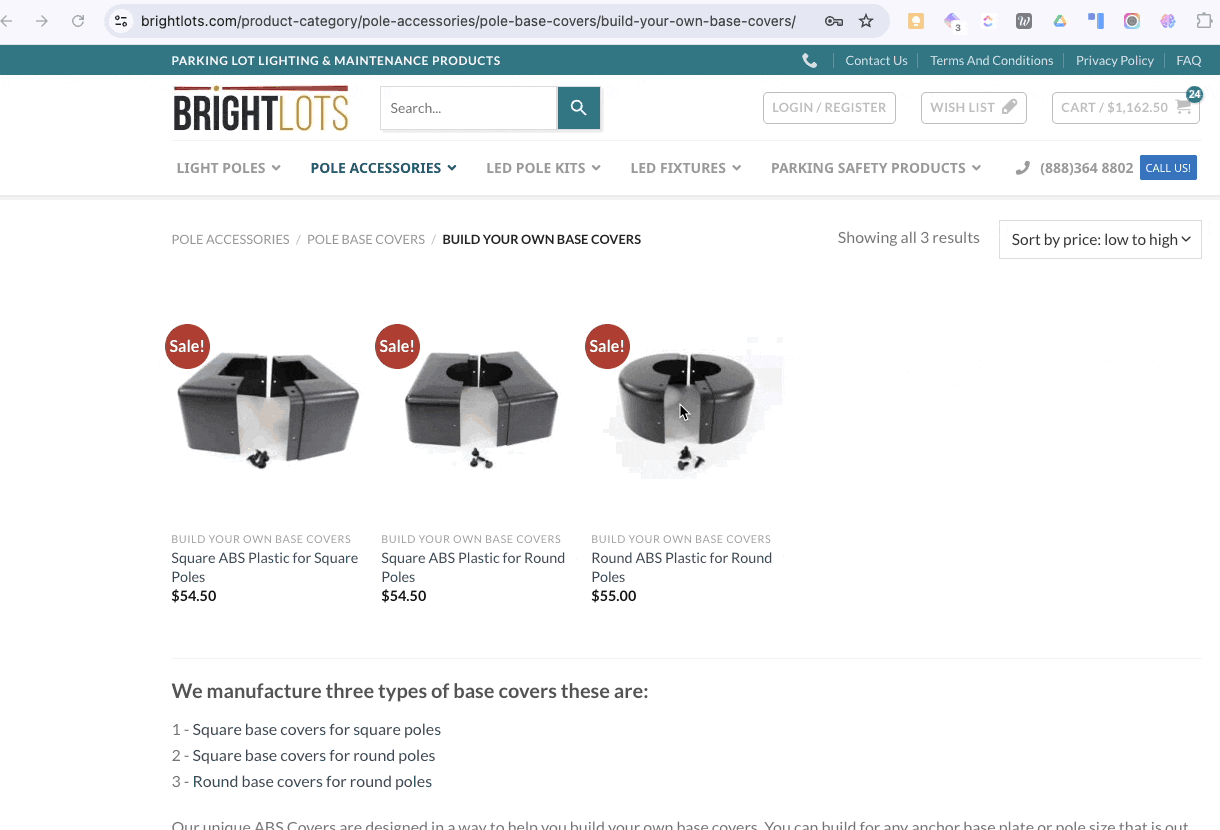 How to select dimensions for Round ABS covers.